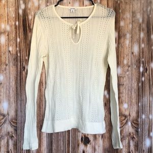 Dockers Ivory/Creme Keyhole Tie Long Sleeve Sweater